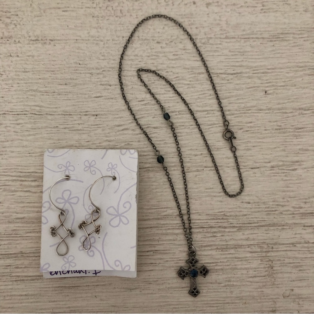 Cross earrings and necklace
